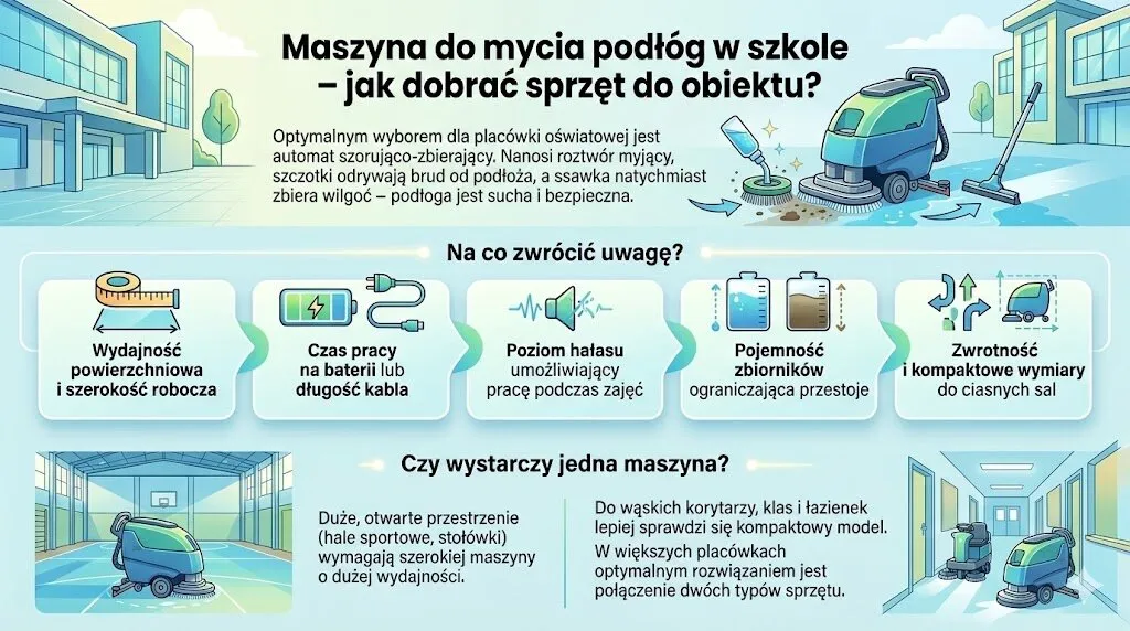 Maszyna do mycia podłóg w szkole - jak dobrać sprzęt do obiektu?